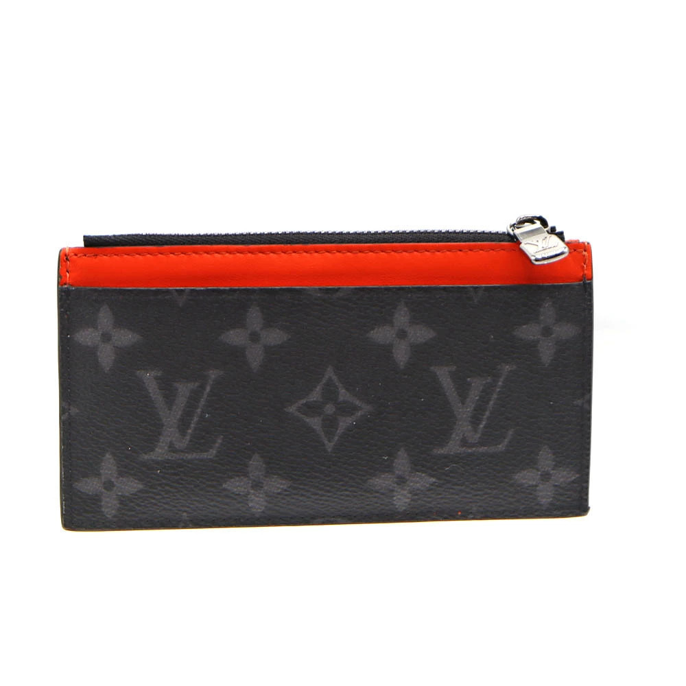 Louis Vuitton Coin Card Holder Case Monogram Canvas Leather Eclipse Black Orange